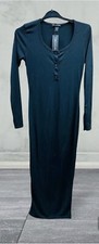 Shape Black Ribbed Button Front Long Sleeve Midaxi Dress  UK 10