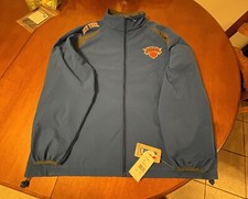 New York Knicks Mens Majestic Jacket Soft Shell Full Zip Blue Gray Orange NBA