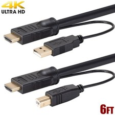 6FT 2 Port HDMI USB KVM Cable Monitor Mouse Keyboard 4K 60Hz HDR YUV 4:4:4