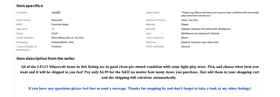 LEGO - Minecraft Lot - Huge Selection - 110+ Items - You Choose - Ships Fast! - Image 3 of 4