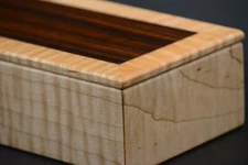 Wood box made from Curly Maple and Macassar Ebony trinket valet jewelry keepsake