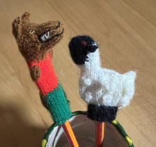 Der Wolf das Lamm Fingerpuppen HURZ Handarbeit Gestrickt Spaßgeschenk