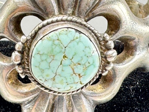 Pulsera brazalete turquesa F.L. BEGAY Vintage Firmado Navajo Plata de Ley 35 grm - Imagen 2 de 9