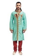 itailorman Design Indian Ethnic Green Kurta Churidar for Men 2pc