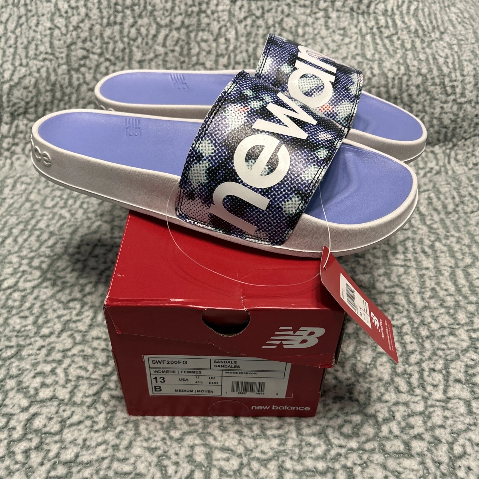 Nuovo! New Balance Slides sandali viola vibrante da donna taglia 13B Medium SWC200FG