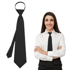 Womens Tie, Womens/Red Tie Pre Tied Zipper Tie for Women School Tie Black