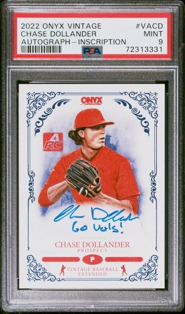 2022 Onyx Extended AUTO Go Vols! 8/12 CHASE DOLLANDER Tennessee Rockies PSA 9