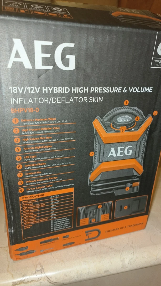 AEG 18V 12V High Pressure And Volume Inflator Deflator Hybrid