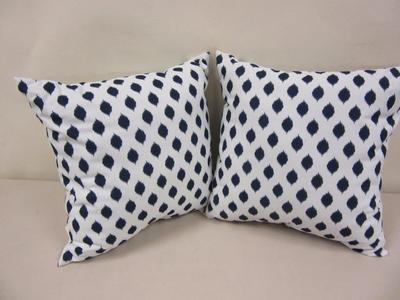 Set of 2 IKAT Print Throw Pillows - E by Design - 16'' Square Navy Pillow