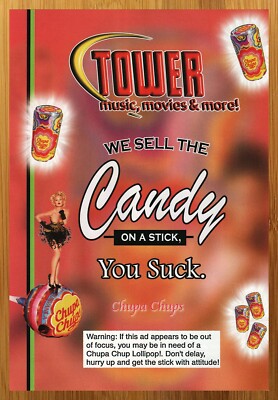 2002 Chupa Chups Lollipops Print Ad/Poster Tower Records Candy Promo Pop Art 00s