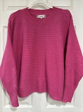 Pink Rose Women's MED Long Sleeve Pullover Sweater Pink Ribbed Soft EUC