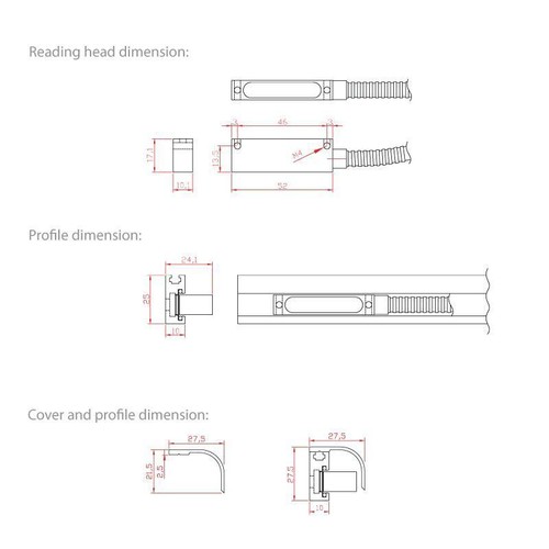 250 mm 10\" 11/4 m magnetische lineare Skala digitale Anzeige Encoder Mag DRO Drehmaschine Mühle - Bild 3 von 8