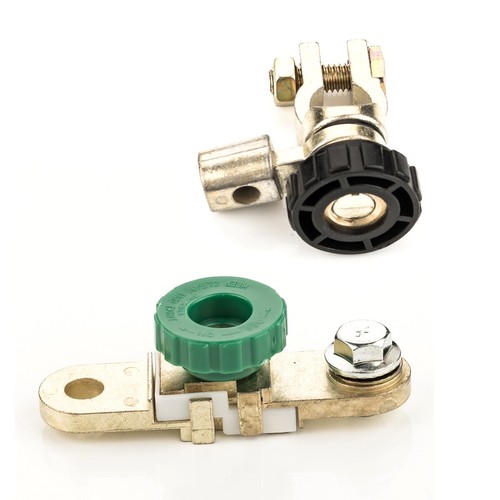 2x Car battery Isolant Switch disconnectors with Green round button black - Picture 2 of 12