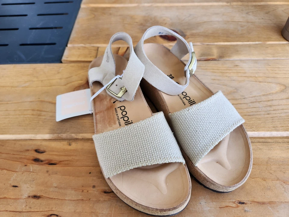 Papillio Womens Glenda Sandcastle Leather Platform Sandals 38 Narrow - Image 2 of 4