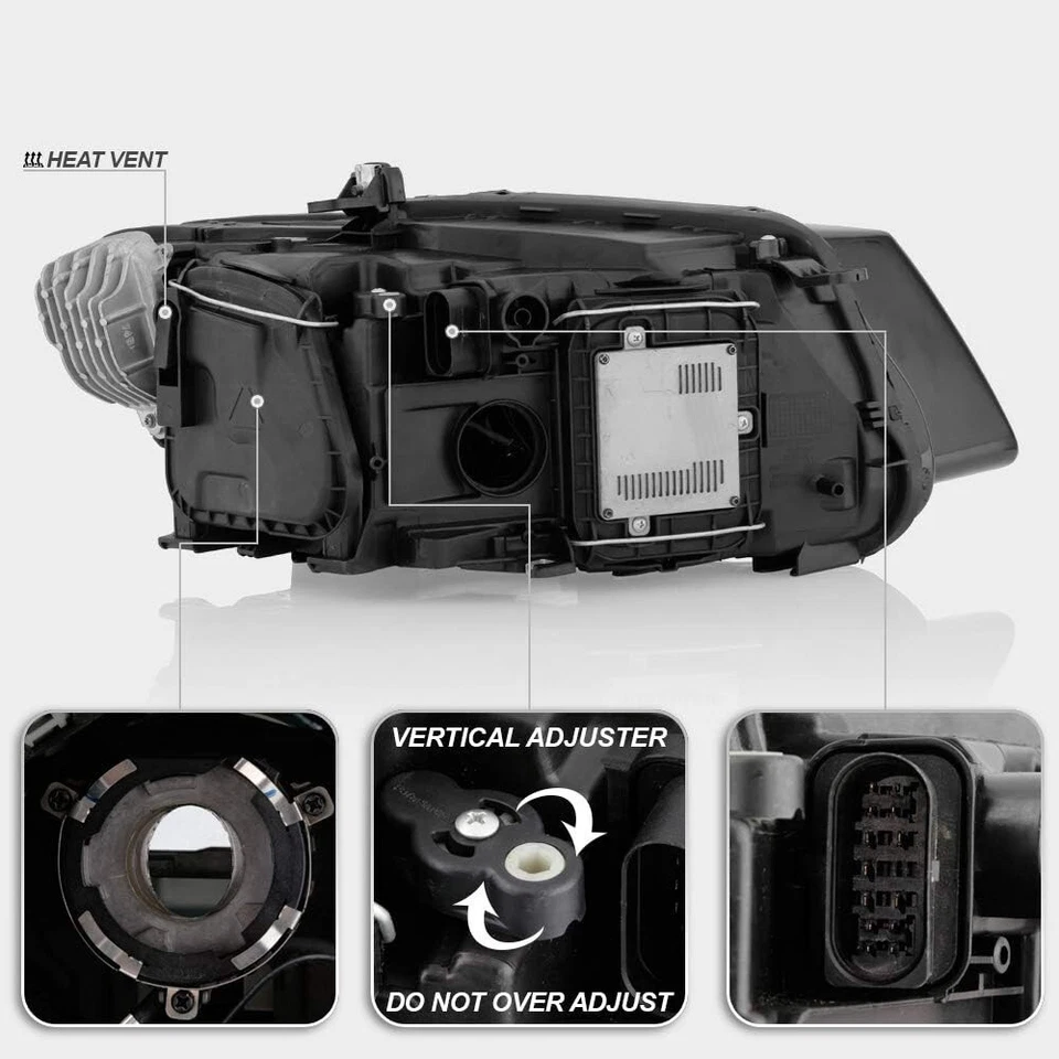 2013-2017 Audi Q5 SQ5 HID/Xenon w/o AFS LED DRL Projector Headlights Left+Right - Image 2 of 4