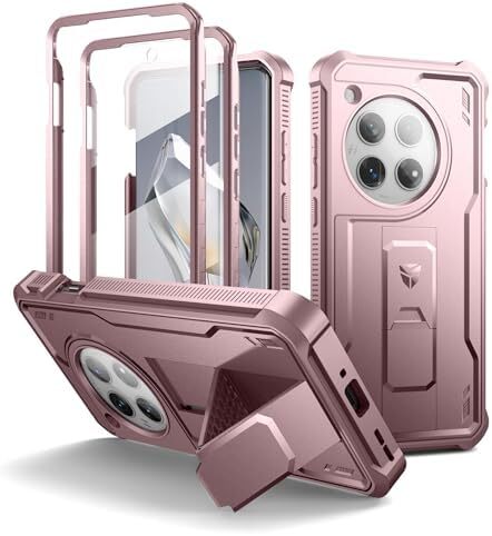 for OnePlus 12 Case, [2 Front Frame] [Bulit-in Screen Protector & Kickstand] [Wo