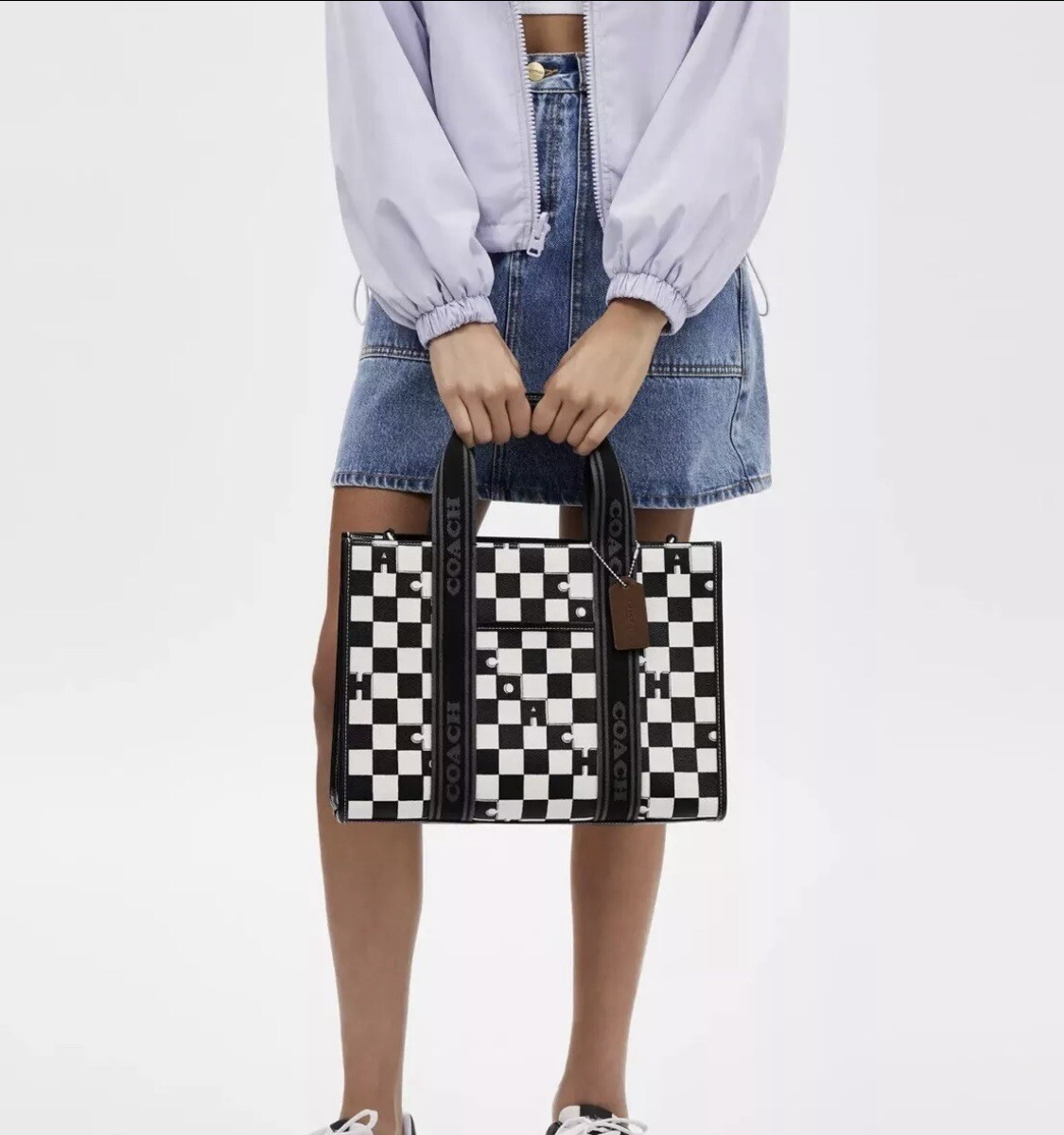 NWT Coach Smith Tote With Checkerboard Print Silver/Black NWT Coach Smith Tote With Checkerboard Print Silver/Black