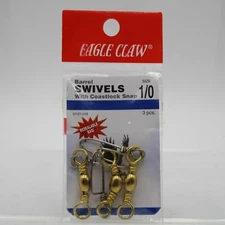Eagle Claw Barrel Swivels 3 Pack 01121-019 Size 1/0 Brass