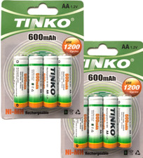 AA Rechargeable Batteries 600mAh 1.2v Ni-MH solar lights cordless phone UK Tinko