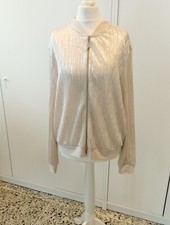 Frank Lyman Metallic Pearl Jacket Size 14 Fabulous! Cruise Full Zip Light Weight