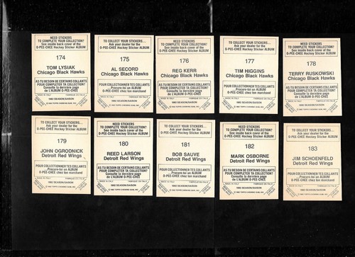 1982-83 OPC O PEE CHEE NHL HOCKEY STICKER 133-263 SEE LIST - Picture 97 of 261