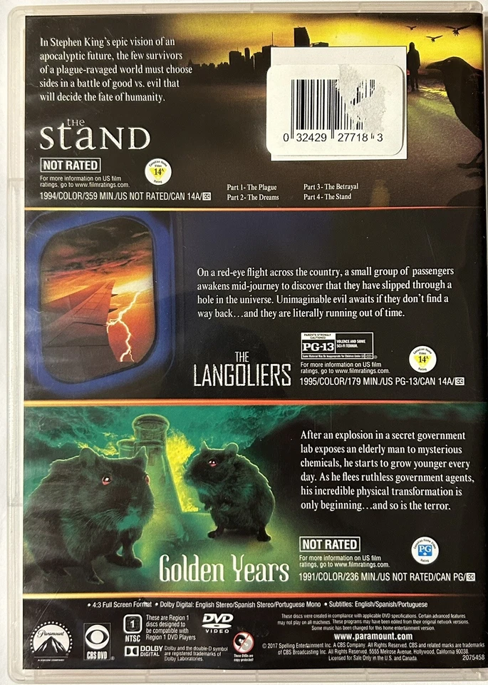 Stephen King's The Stand Langoliers Golden Years Triple Feature Mini-Series DVD - Image 2 of 3
