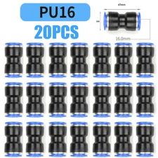(16mm) 5/8" OD Tube Pneumatic Straight Union Push To Connect Air Fitting 20PCS