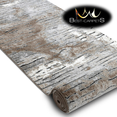 Modern AMAZING structural Runner COZY Rio brown grey 60-120cm extra long RUGS