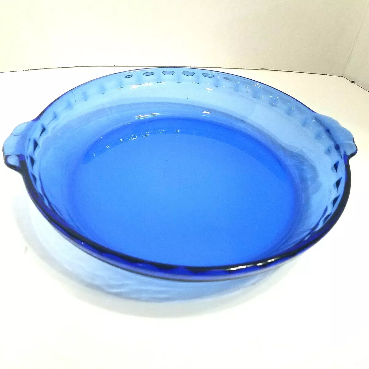 Vintage Blue Pyrex Pie Plate 229 Made in the USA Crimped Edges and Handles