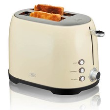 Toaster 2 Scheiben 800 Watt stufenlose Röstgradeinstellung Creme Aufwärmfunktion