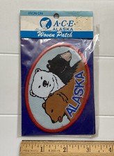 NIP Alaskan Bears Polar Bear Black Bear Brown Grizzly Bear Woven Iron-on Patch