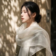 Plain For weave Silk Scarf for Women Luxury Lightweight Shawl 174x71cm