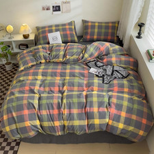 DONUES Plaid Duvet Cover Set Twin Size Bedding Set 100 Washed Cotton Reversible