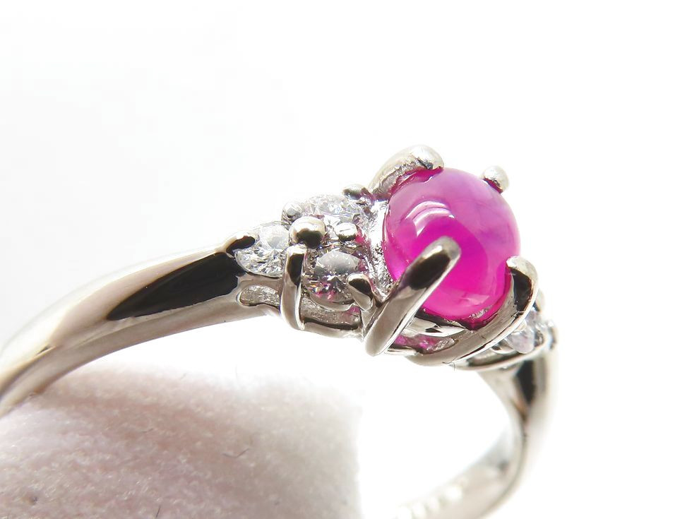 Authentic Star Ruby Pt900 Ring Ruby 0.54ct Diamon… - image 8