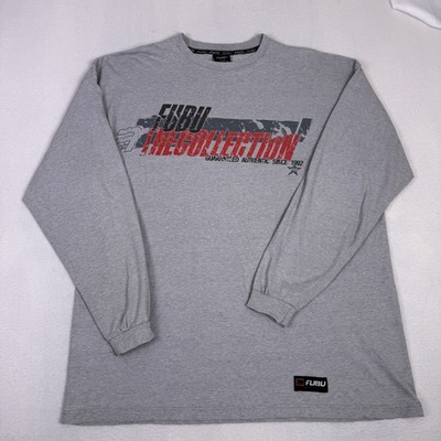 Vintage FUBU The Collection Gray Long Sleeve Shirt Graphic Mens