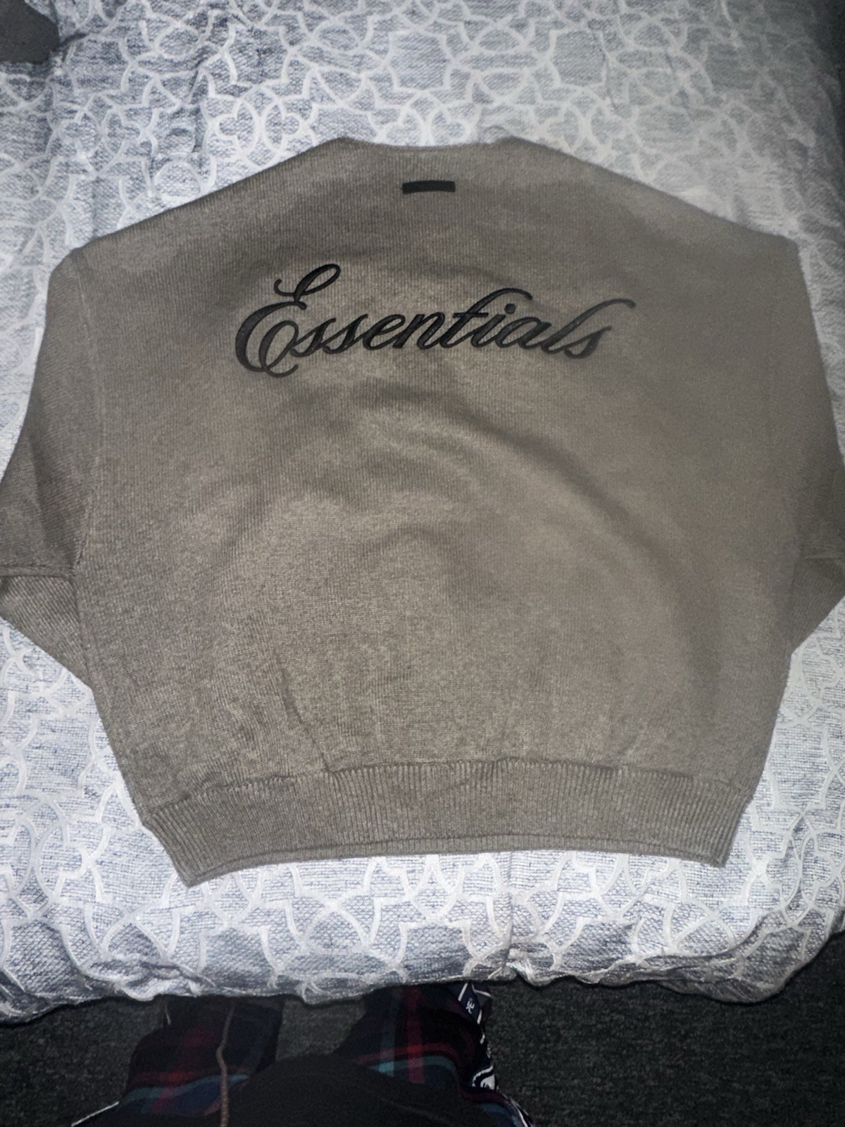 Fear of God Essentials Knit Gray Pullover Sweater Logo Embroidered thumbnail 4