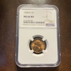 1946-S Lincoln Cent Wheat Penny RD BU Gem NGC MS66 RED