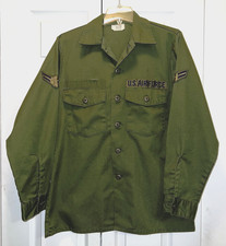 1982 US AIR FORCE OG-507 Military Green Utility Shirt 8405-00-615-0026 15.5 x 33