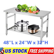 48'' x 24'' Stainless Steel Table for Prep  Work with Undershelf for Kitchen