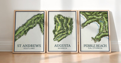 Famous Golf Courses Poster   Augusta Pebble Beach St Andrews Vintage Wall Art