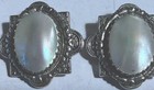 Vintage Sterling Silver Mother of Pearl Clip-on Earrings. 1 x 1 inches. — photo 2