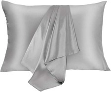 Silk Pillowcase for Hair and Skin 2 Pack 100 Mulberry Standard, Grey