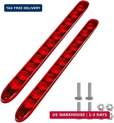 FXC 2PCS 16Inch 11 LED Marker ID Bar Red Trailer Light Bar for Park Stop Turn Ta