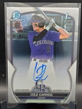 2023 Bowman Draft Cole Carrigg Chrome Base Auto 1st Prospect #CDA-CC Rockies