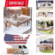 Foldable Cat Window Perch, Cloud-Soft Cat Bed with Solid Wood Frame, Strong S...