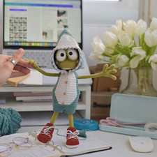 Amigurumi Crochet Frog Toy in Hoodie Outfit, Handmade Plush for Fans and Kids