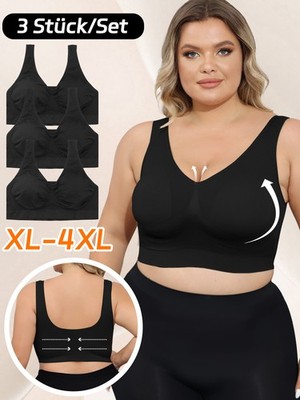 3er Plusgrößen Damen Sport BH Bustier Push Up Bustier Gepolstert Bra Tops XL-4XL