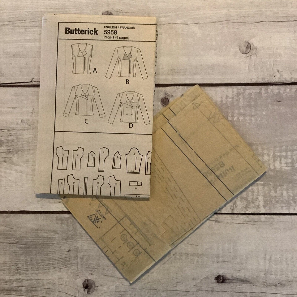 Butterick 5958 Sewing Pattern Lined Jacket Vest Misses Size 6-14 UNCUT - Image 4 of 4