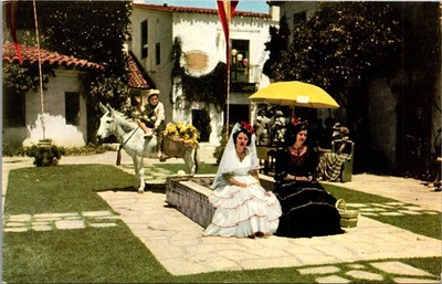 Santa Barbara Fiesta Spanish Costumes August California CA Chrome Postcard Vtg