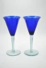 Pair of Vintage Blenko Glass Wine Goblets - Design #70G Cobalt (Pair 2/2)